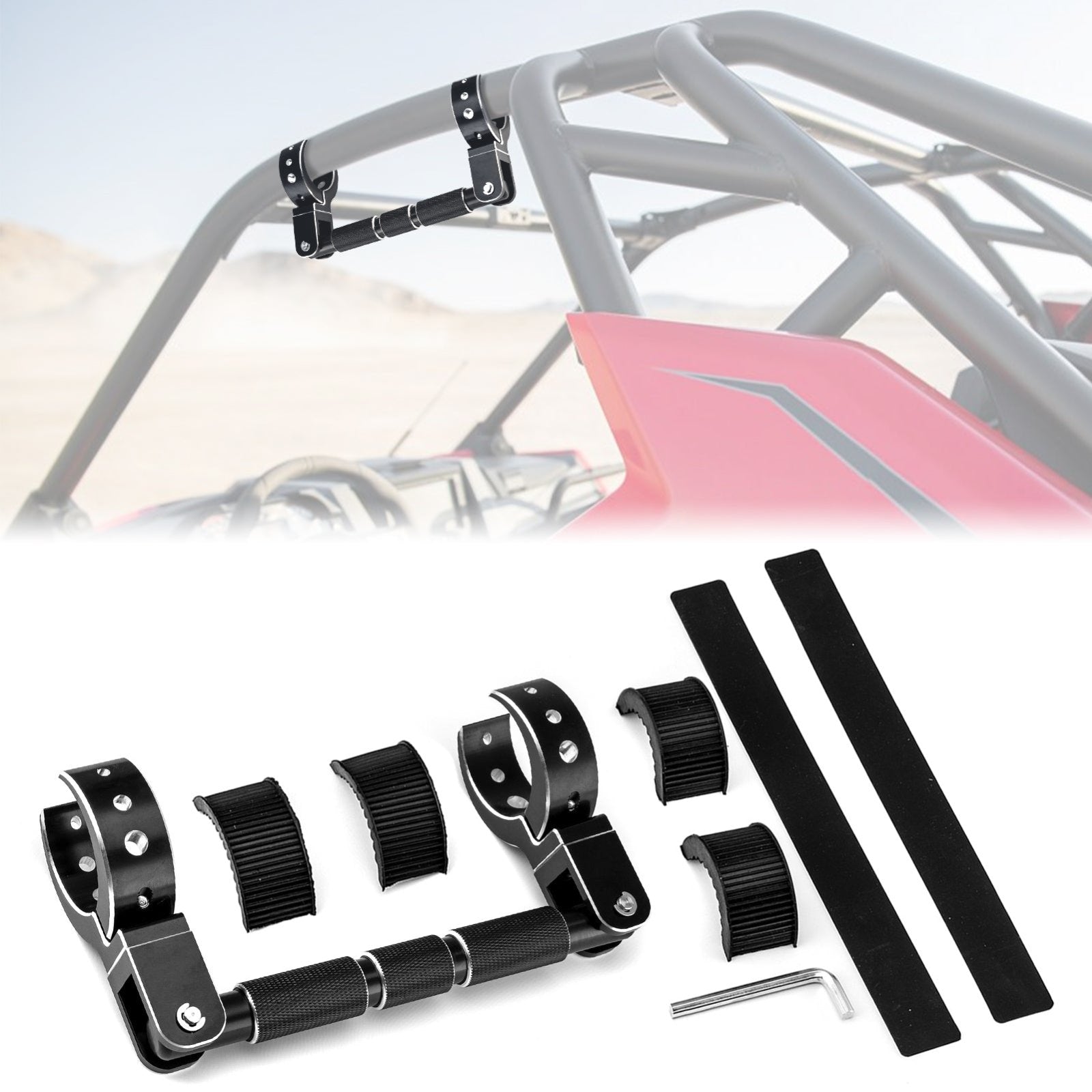 1PC UTV 1-2" Round Fit Roll Cage Grab Handle for Polaris RZR Maverick X3 Talon KRX - Weisen