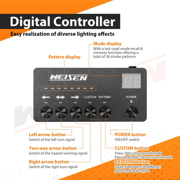 1pcs 35" Universal Interior Windscreen 48LEDs Amber White Emergency Hazard Warning Strobe Light - WeiSen - 70207008