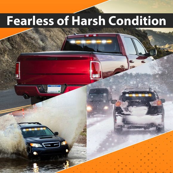 1pcs 35" Universal Interior Windscreen 48LEDs Amber White Emergency Hazard Warning Strobe Light - WeiSen - 70207008