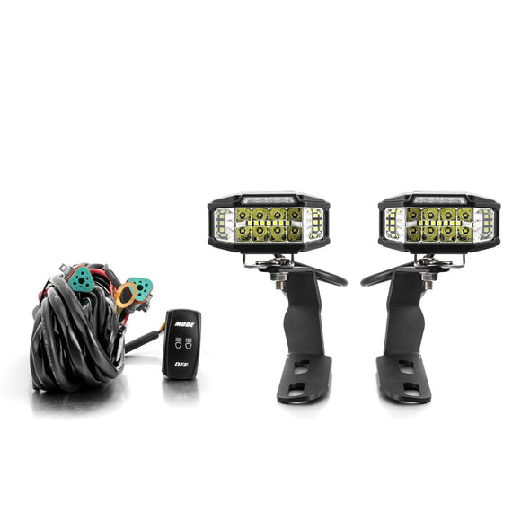 2000 - 2004 Subaru Outback White&Amber Strobe 3.5 Inch LED Hood Hinge Ditch Light Pods w/ Wiring Harness Kit - WeiSen - 70104063+70201013