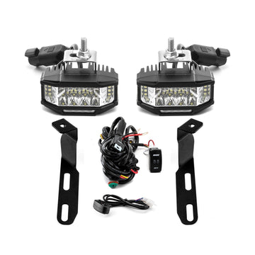 2000 - 2004 Subaru Outback White&Amber Strobe 3.5 Inch LED Hood Hinge Ditch Light Pods w/ Wiring Harness Kit - WeiSen - 70104063+70201013