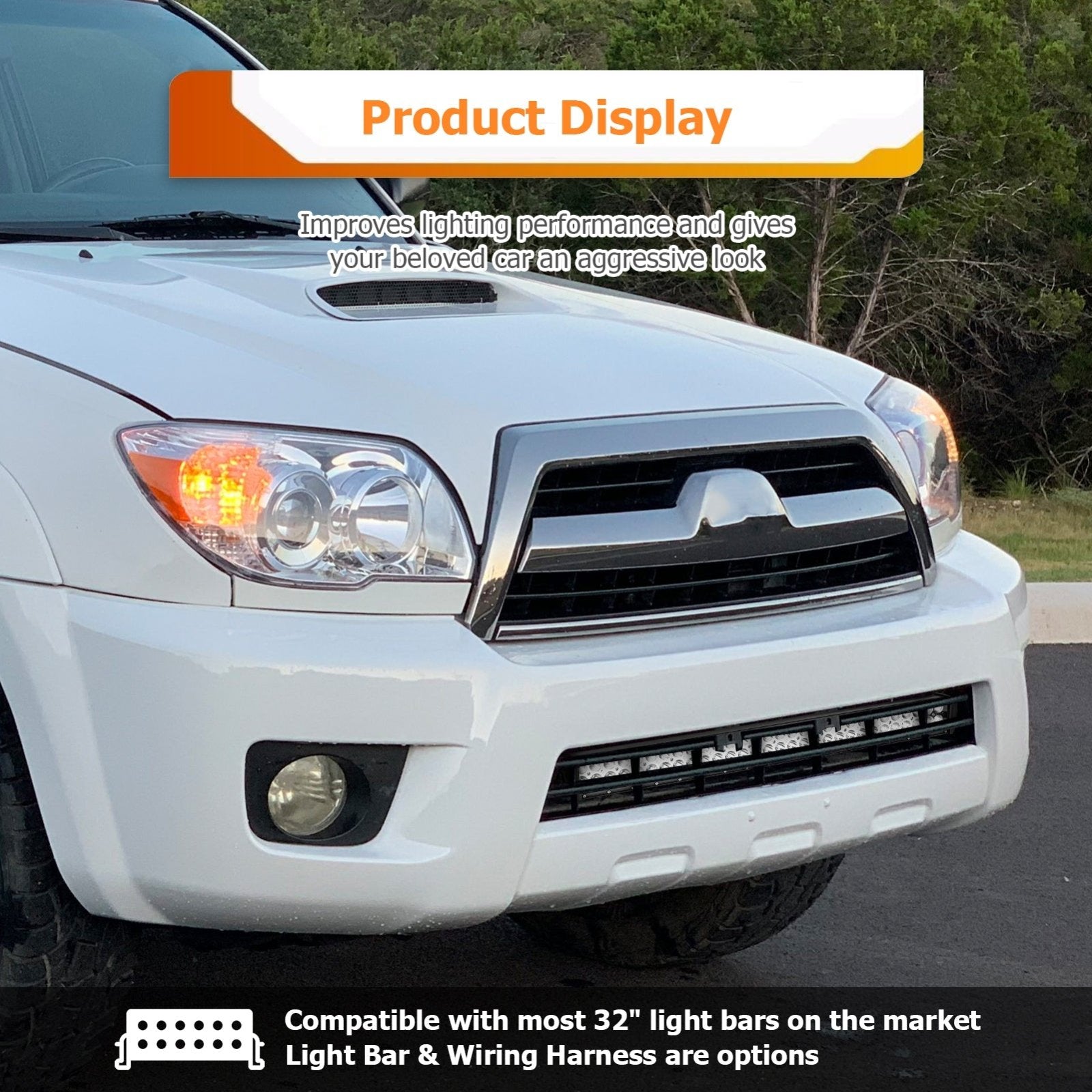 2003 - 2009 Toyota 4Runner 4th Gen Front Bumper Lower Grill Hidden 32" LED Light Bar Kit - Weisen