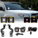 2003 - 2009 Toyota 4Runner Hood Hinge 3" White & Amber Strobe LED Ditch Light Pod Kit - WeiSen - 70104036+70201007