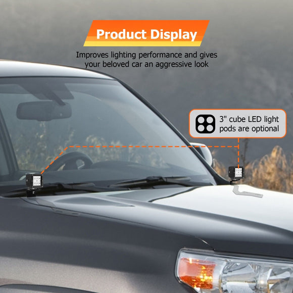 2003 - 2009 Toyota 4Runner Pair Solid Steel Hood Hinge LED Mounting Brackets - WeiSen - 70104036