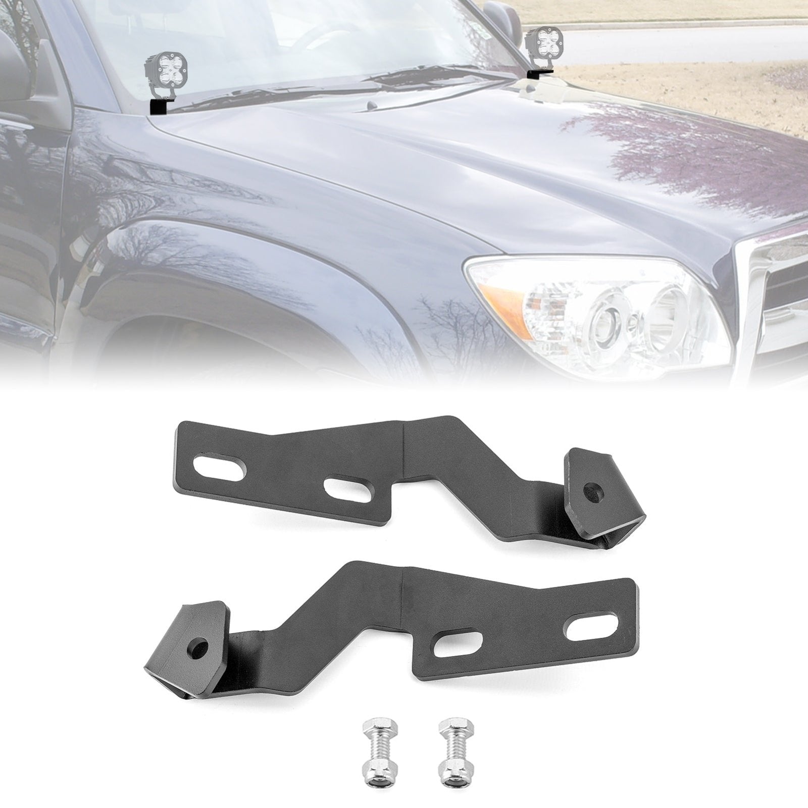 2003 - 2009 Toyota 4Runner Pair Solid Steel Hood Hinge LED Mounting Brackets - WeiSen - 70104036