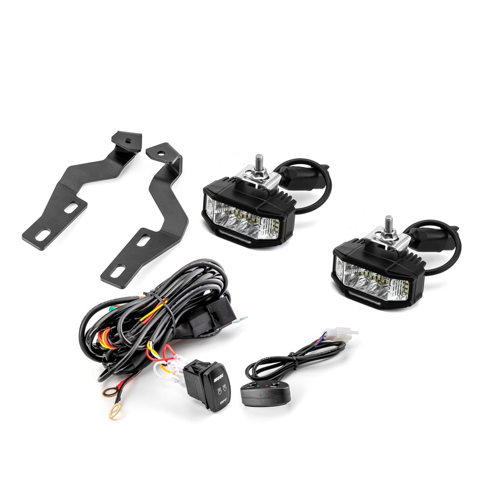 2003 - 2009 Toyota 4runner White&Amber Strobe 3.5 Inch LED Hood Hinge Ditch Light Pods w/ Wiring Harness Kit - WeiSen - 70104036+70201013