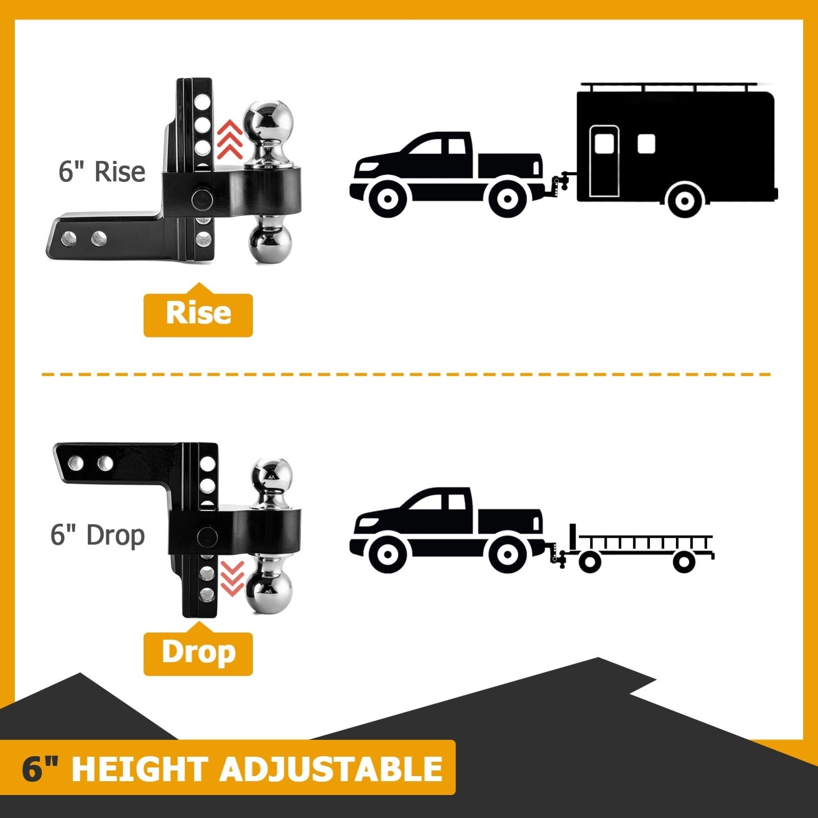 2003 - 2023 Dodge Ram 1500 2500 3500 Classic Class 3 Rear Trailer Hitch & Adjustable Trailer Hitch Ball Mount - Weisen