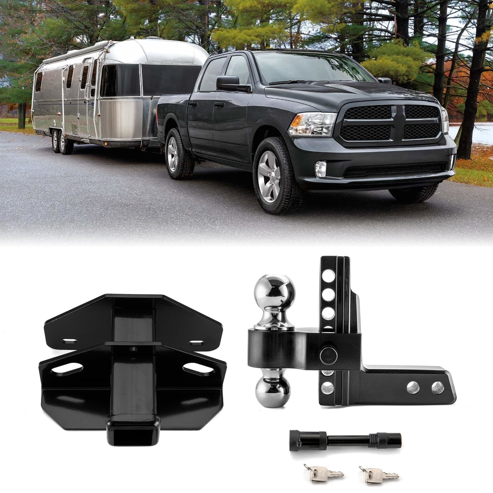 2003 - 2023 Dodge Ram 1500 2500 3500 Classic Class 3 Rear Trailer Hitch & Adjustable Trailer Hitch Ball Mount - Weisen