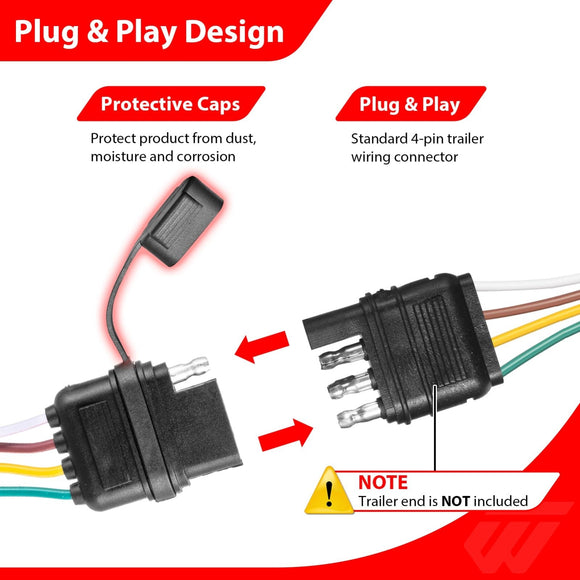 2004 - 2006 Lexus RX330 & 2007 - 2012 Lexus RX350 Plug&Play Vehicle - Side Custom 4 - Pin Trailer Wiring Harness - WeiSen - 70206091