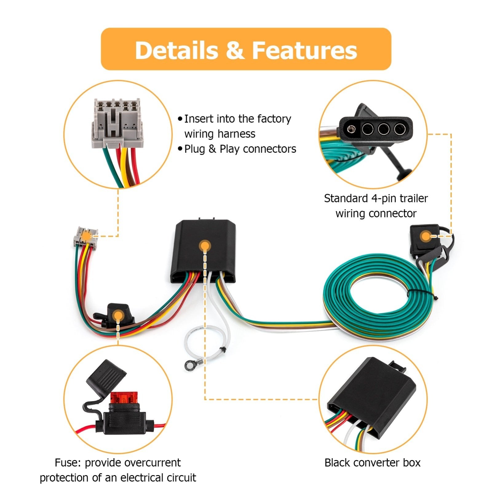 2005 - 2010 3rd Gen Honda Odyssey 4 - Way Flat Output Plug&Play 4 - Pin Trailer Wiring Harness Kit - Weisen