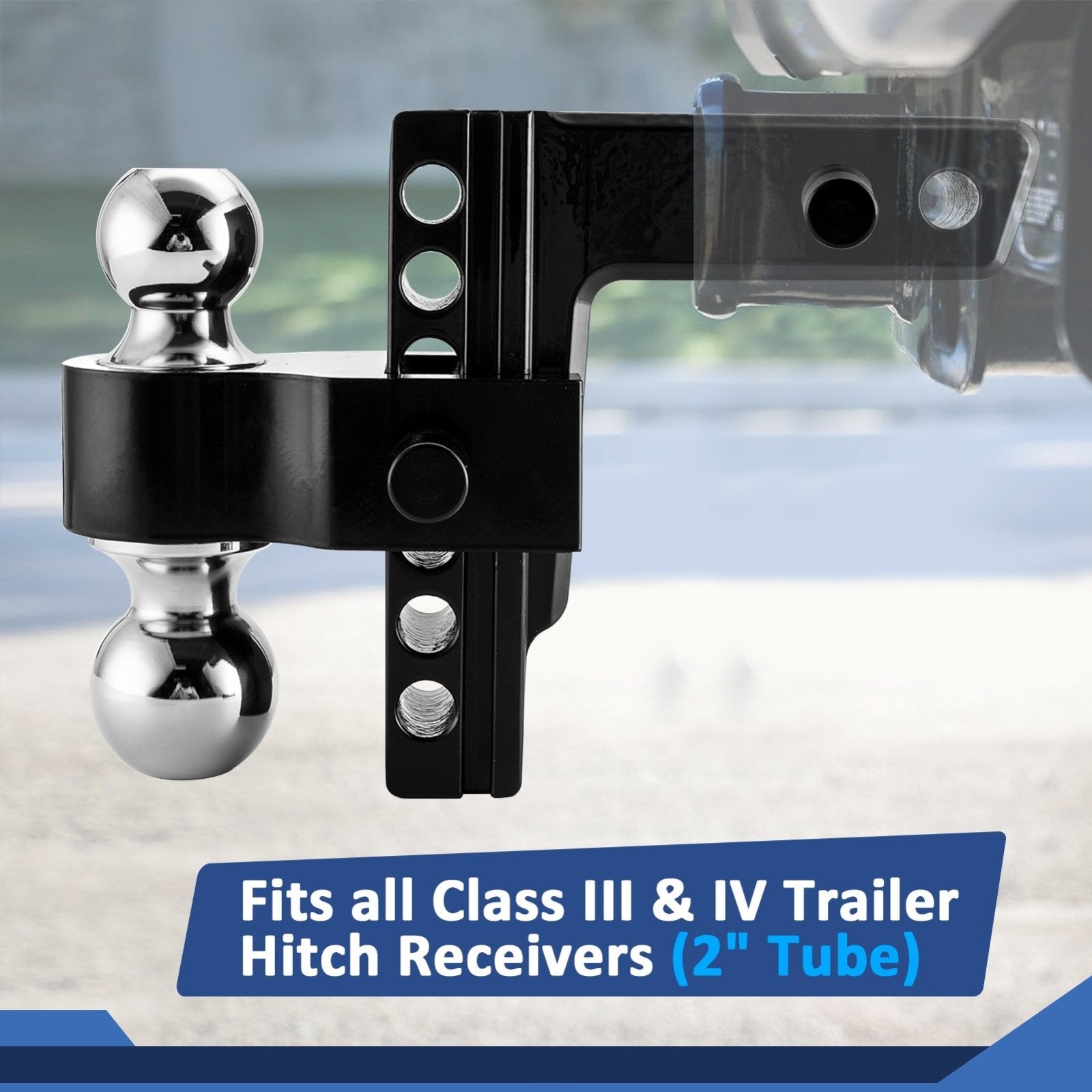 2005 - 2010 Dodge Dakota & 2006 - 2009 Mitsubishi Raider Rear Trailer Hitch & Adjustable Trailer Hitch Ball Mount - Weisen