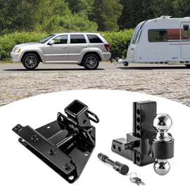 2005 - 2010 Jeep Grand Cherokee WK Heavy - Duty Steel 2" Rear Trailer Hitch & Adjustable Trailer Hitch Ball Mount - WeiSen - 70108007+70304025