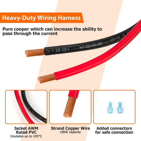 2005 - 2014 Toyota Tacoma Hilux Fortuner LED Light Bar Wiring Harness Push Button Switch - WeiSen - 70203024