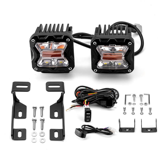 2005 - 2015 2nd Gen Nissan Xterra & Frontier 3" LED Amber White Strobe Ditch Lights Kit - WeiSen - 70104052+70201007