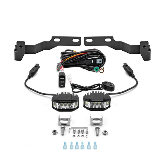 2005 - 2015 Toyota Tacoma White&Amber Strobe 3.5 Inch LED Hood Hinge Ditch Light Pods w/ Wiring Harness Kit - WeiSen - 70104006+70201013