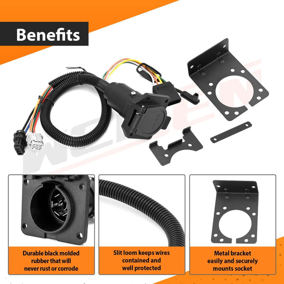 2005 - 2025 2nd & 3rd Gen Nissan Frontier 4 - Pin to 7 - Way RV Blade and 4 - Way Flat Trailer Wiring Adapter - WeiSen - 70206074