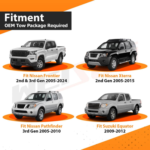 2005 - 2025 2nd & 3rd Gen Nissan Frontier 4 - Pin to 7 - Way RV Blade and 4 - Way Flat Trailer Wiring Adapter - WeiSen - 70206074