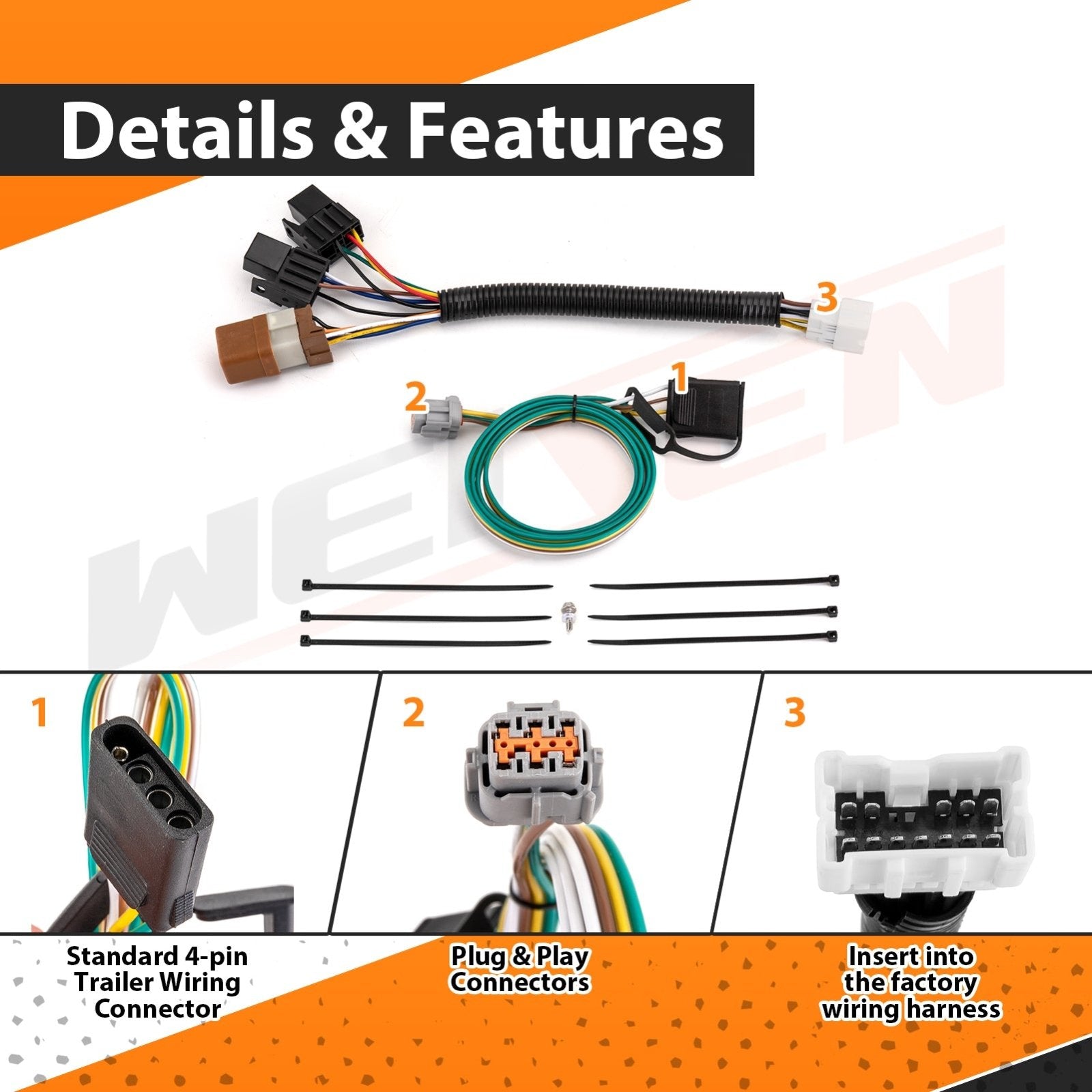 2005 - 2024 2nd & 3rd Gen Nissan Frontier Plug&Play Vehicle - Side 4 - Pin Trailer Wiring Harness - Weisen