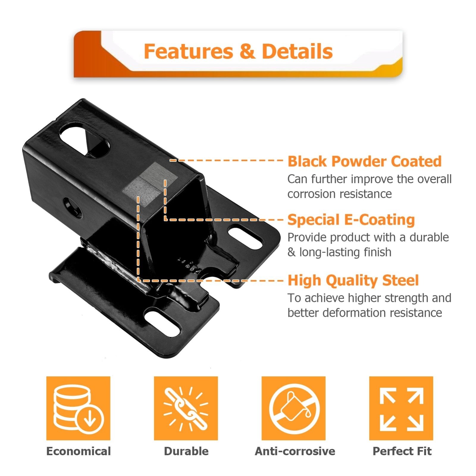 2005+ Polaris Sportsman 400 450 500 570 600 700 800Hawkeye 325 400 Rear Trailer Hitch Ball Mount Receiver Kit - Weisen