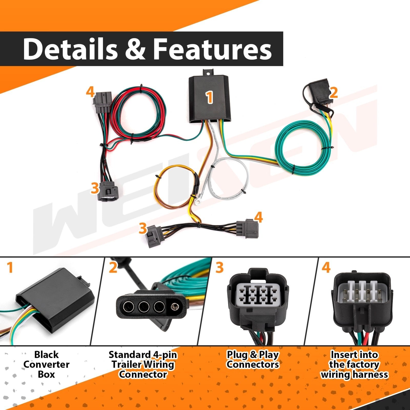 2006 - 2014 Honda Ridgeline Plug&Play Vehicle - Side 4 - Pin Trailer Wiring Harness Kit - Weisen