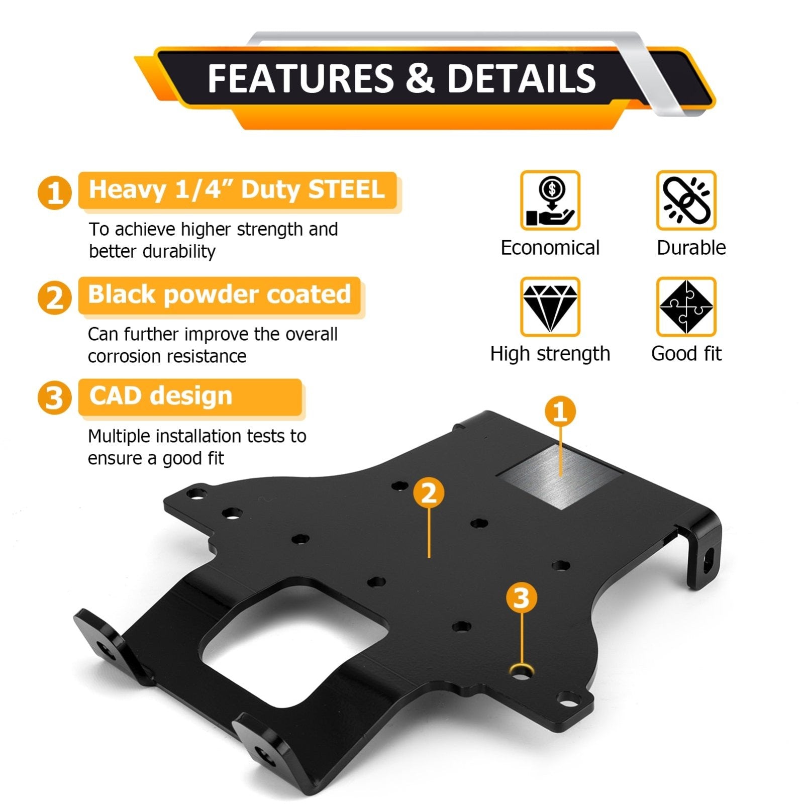 2006 - 2022 Honda TRX680 Rincon (FA/FGA) No Drill Heavy - Duty Steel Winch Mounting Bracket - Weisen