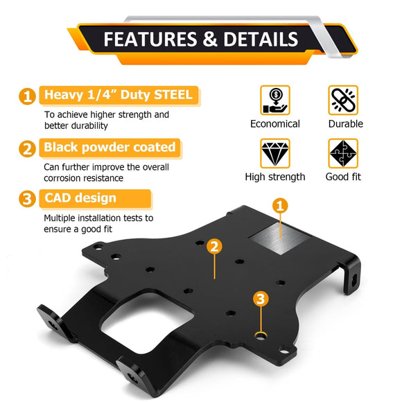 2006 - 2022 Honda TRX680 Rincon (FA/FGA) No Drill Heavy - Duty Steel Winch Mounting Bracket - WeiSen - 80106037
