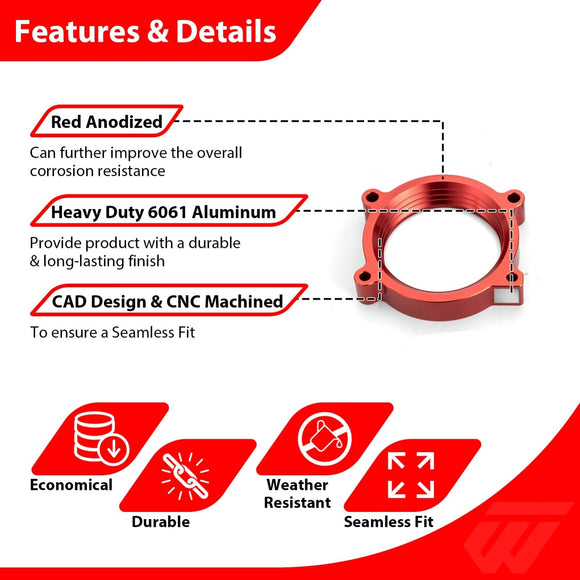 2007 - 2013 Chevrado Silverado 1500 /Tahoe/Avalanche/Suburban Heavy Duty 6061 Aluminum Throttle Body Spacer Kit - WeiSen - 70508004