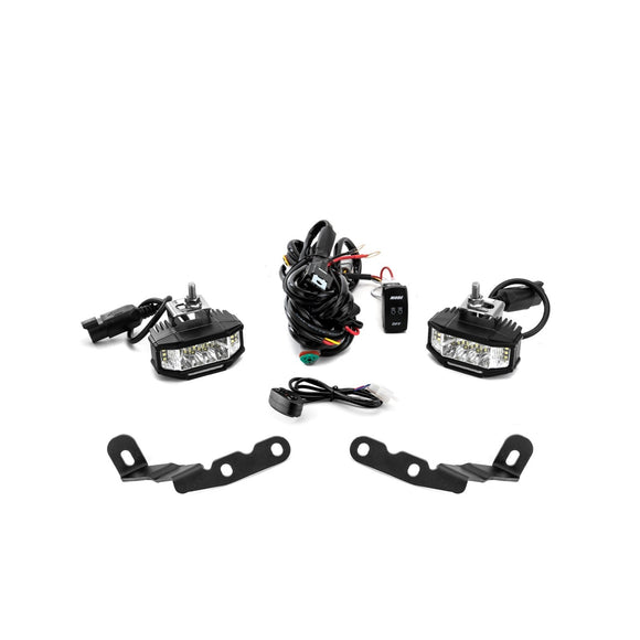 2007 - 2014 Chevrolet Silverado 1500/2500HD/3500HD White&Amber Strobe 3.5 Inch LED Hood Hinge Ditch Light Pods w/ Wiring Harness Kit - WeiSen - 70104029+70201013