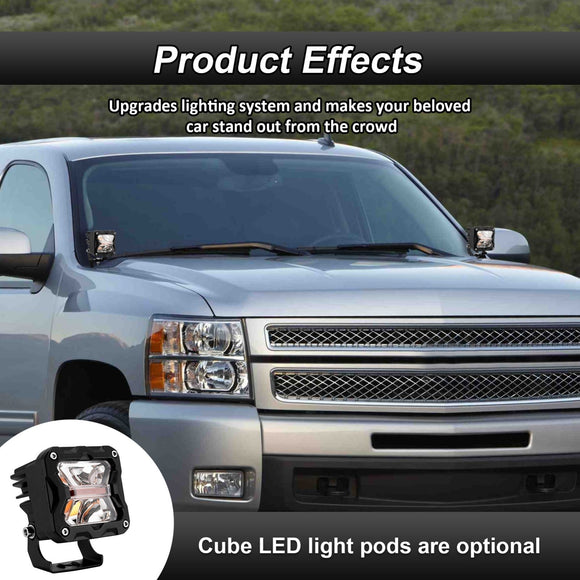 2007 - 2014 Chevrolet Silverado 2500HD 3500HD LED Light Bar Pod Hood Ditch Mount Brackets - WeiSen - 70104029