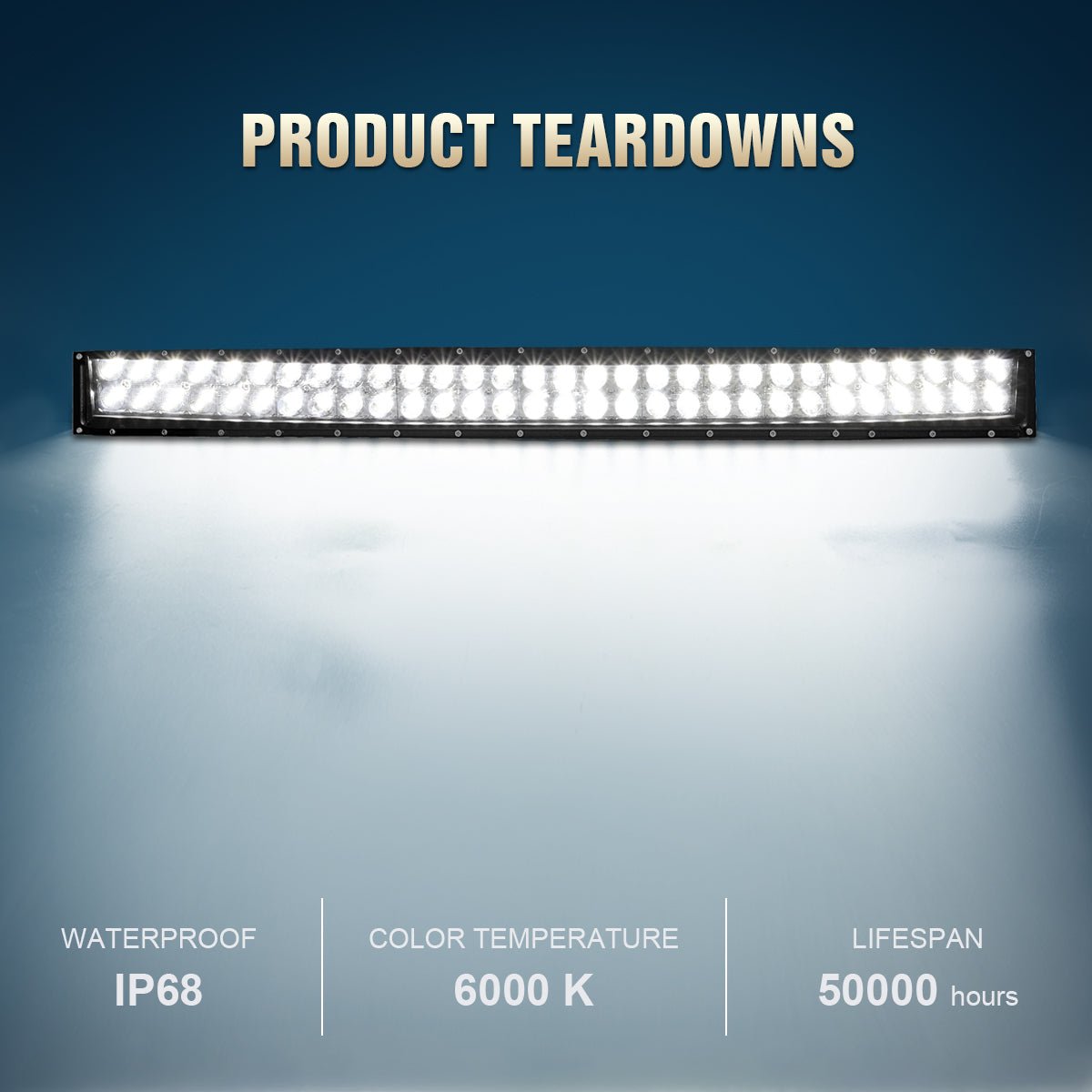 2007 - 2014 Silverado / Sierra 1500 2500HD 3500HD Roof 52" 300W Curved LED Light Bar Kit - WeiSen - 70101032+70202012+70203004