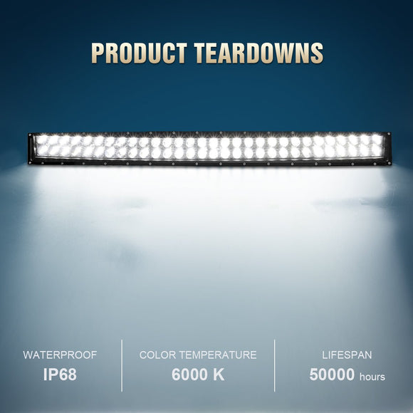 2007 - 2014 Silverado / Sierra 1500 2500HD 3500HD Roof 52" 300W Curved LED Light Bar Kit - WeiSen - 70101032+70202012+70203004