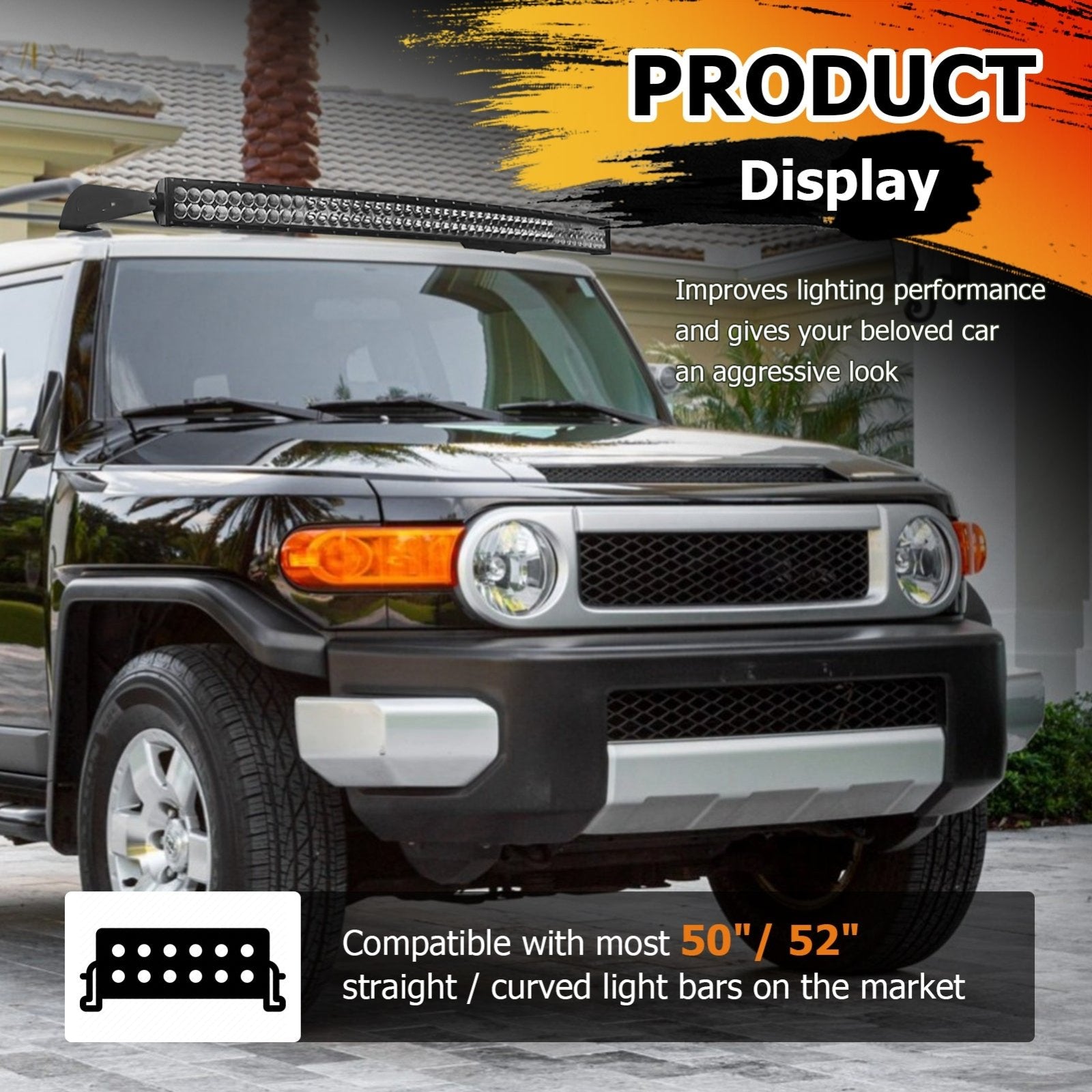 2007 - 2014 Toyota FJ Cruiser Solid Steel 50"/52" Curved Light Bar Mounting Brackets - Weisen