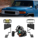 2007 - 2015 Toyota Fj Cruiser White&Amber Strobe 3.5 Inch LED Hood Hinge Ditch Light Pods w/ Wiring Harness Kit - WeiSen - 70104024+70201013