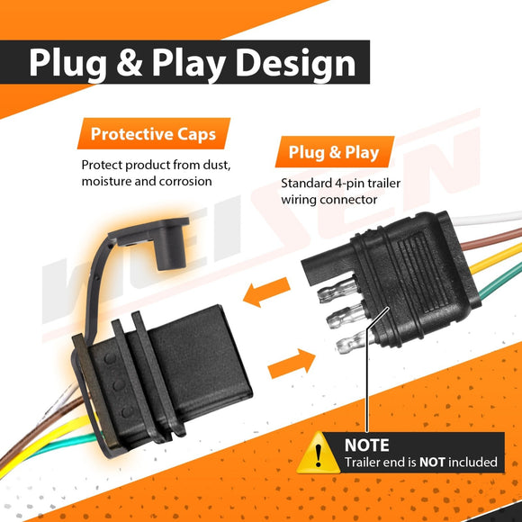 2007 - 2018 Jeep Wrangler JK 4 - Way Flat Trailer Hitch Tow Wiring Harness - WeiSen - 70206063