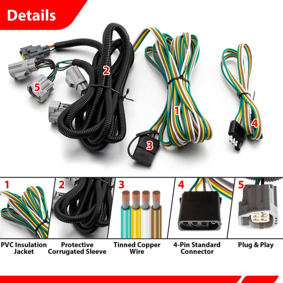 2007 - 2018 Jeep Wrangler JK Plug & Play Connector Towed - Vehicle RV Trailer Wiring Harness - WeiSen - 70206082