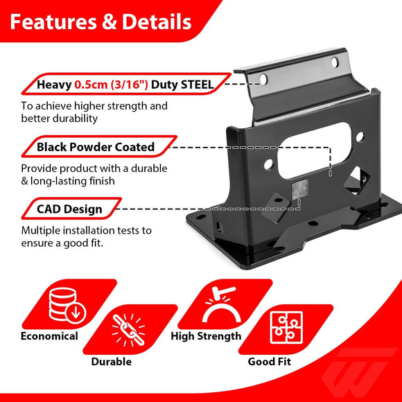 2007 - 2025 Recon TRX250 (TE*TM) ATV No Drill Steel Winch Mounting Bracket Plate - WeiSen - 80106045