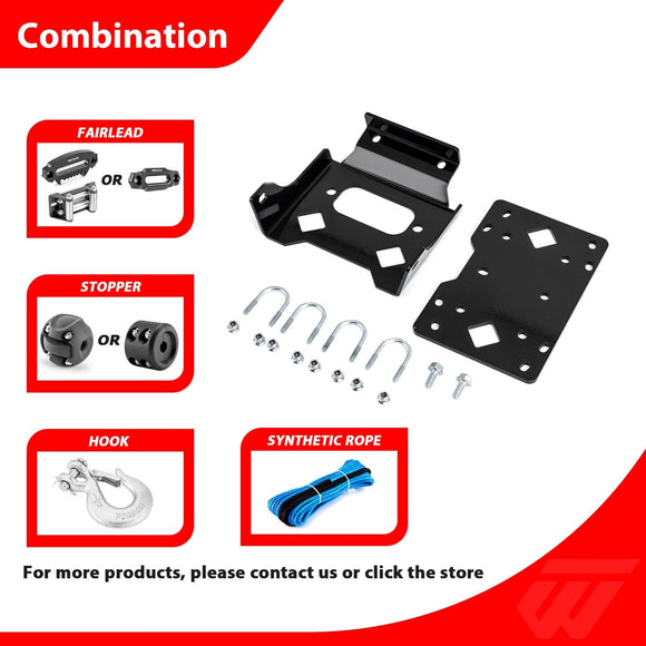 2007 - 2025 Recon TRX250 (TE*TM) ATV No Drill Steel Winch Mounting Bracket Plate - WeiSen - 80106045