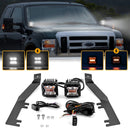 2008 - 2010 Ford F250/F350 Super Duty 3" Amber White Strobe Lights+Ditch Mount+DT Wire Kit - WeiSen - 70104010+70201007