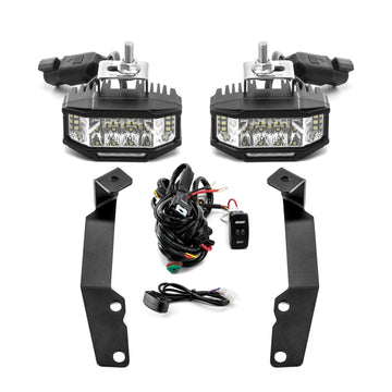 2008 - 2013 Toyota Highlander White&Amber Strobe 3.5 Inch LED Hood Hinge Ditch Light Pods w/ Wiring Harness Kit - WeiSen - 70104061+70201013