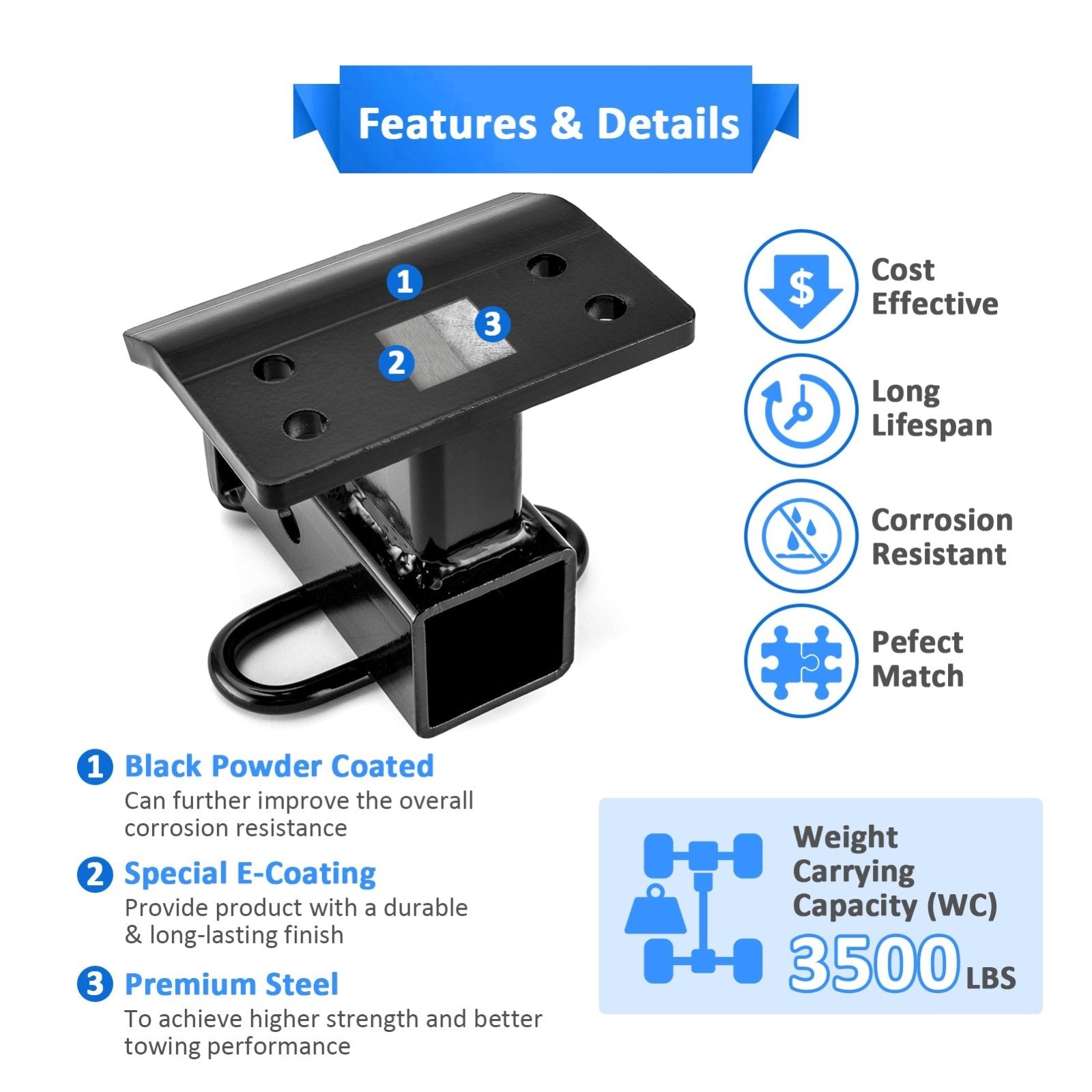 2009 - 2017 Volkswagen 1st Gen Tiguan 2" Rear Trailer Hitch & Adjustable Trailer Hitch Ball Mount - Weisen