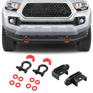 2009 - 2023 Toyota Tacoma Front Pair Heavy - Duty Steel Tow Hook + D Ring Shackle Kit - WeiSen - 7030401101