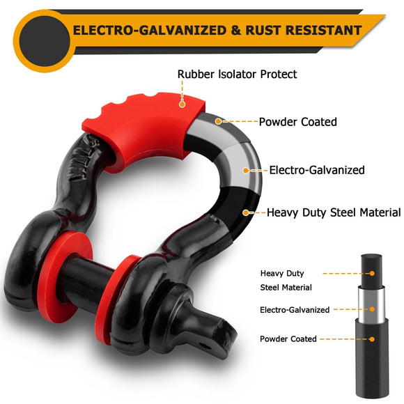 2009 - 2023 Toyota Tacoma Front Pair Heavy - Duty Steel Tow Hook + D Ring Shackle Kit - WeiSen - 7030401101
