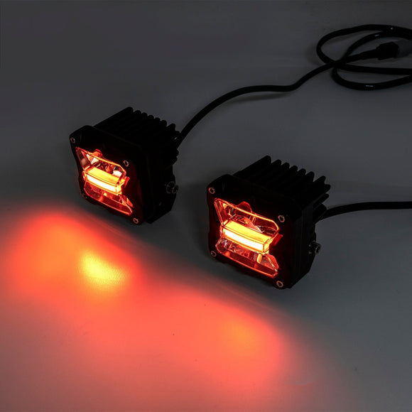 2010 - 2014 Ford F150 SVT Raptor / F - 150 White & Amber Strobe 3" LED Ditch Light Pods With Wiring Harness Ki - WeiSen - 70104011+70201007