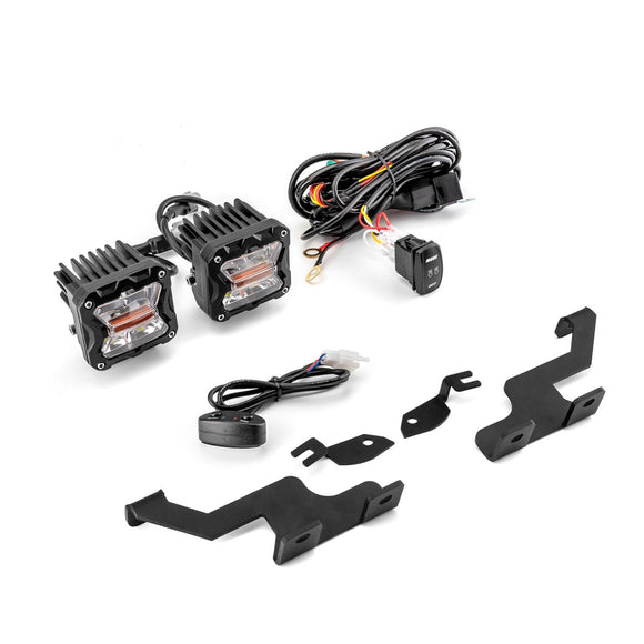 2010 - 2014 Ford F150 SVT Raptor / F - 150 White & Amber Strobe 3" LED Ditch Light Pods With Wiring Harness Ki - WeiSen - 70104011+70201007