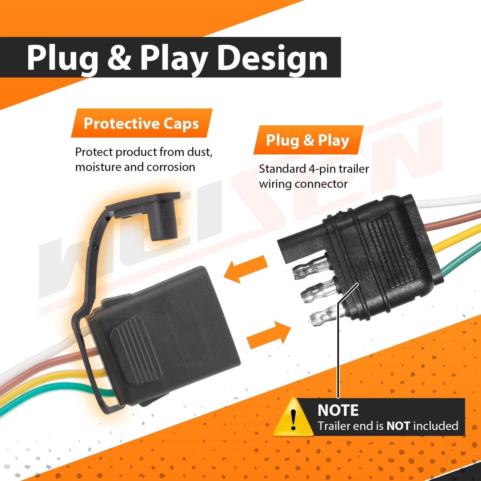 2010 - 2017 2nd Gen Chevrolet Equinox Plug & Play 4 - Pin Trailer Wiring Harness Connector - Weisen