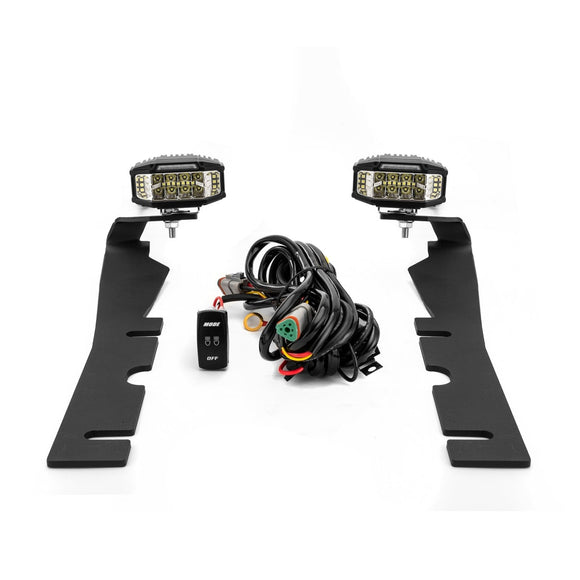 2010 - 2018 Dodge Ram 1500 2500 3500 White&Amber Strobe 3.5 Inch LED Hood Hinge Ditch Light Pods w/ Wiring Harness Kit - WeiSen - 70104008+70201013