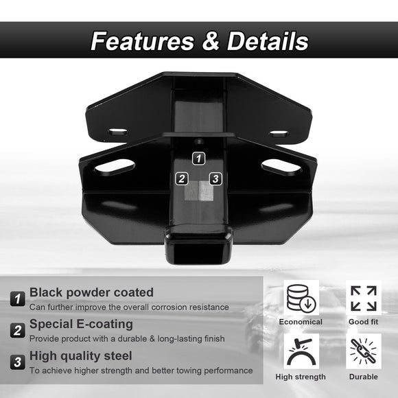 2010 - 2018 Dodge Ram 1500 Rear Class 3 Trailer Hitch 2" Receiver with 7 - Pin Trailer Wiring Harness Kit - WeiSen - 70108006+70206039