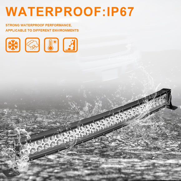 2010 - 2019 Dodge RAM 2500 3500 4500 Bumper 32" Curved LED Light Bar Tow Hook Brackets - WeiSen - 70102006+LED008+WI001 - A