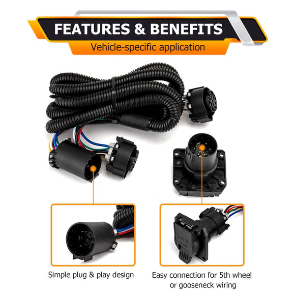 2010 - 2022 Dodge Ram 1500/2500/3500 Plug&Play 7 - Pin Trailer Wiring Harness Extension - WeiSen - 70206039