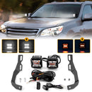 2010 - 2023 2nd Gen Lexus GX 460 Hood Hinge 3" White & Amber Strobe LED Ditch Light Pod Kit - WeiSen - 70104047+70201007